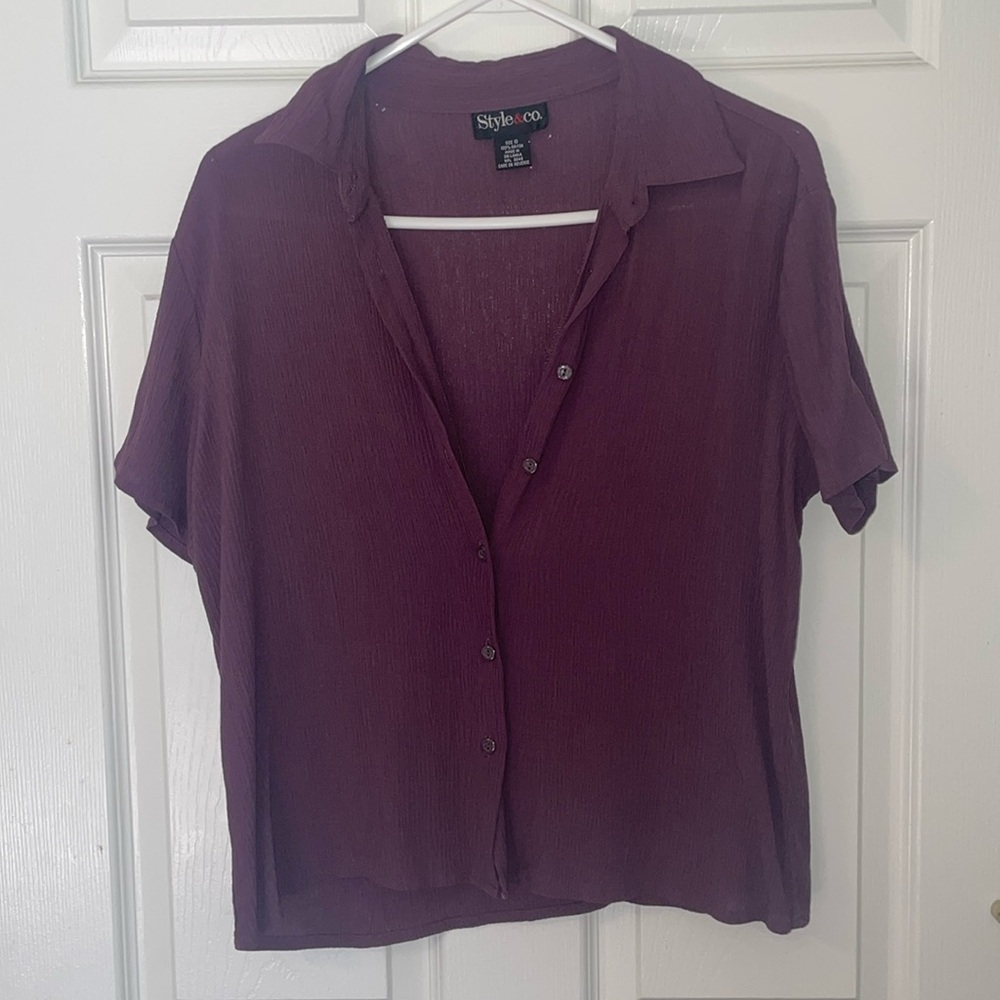 Style & co vintage button down textured top